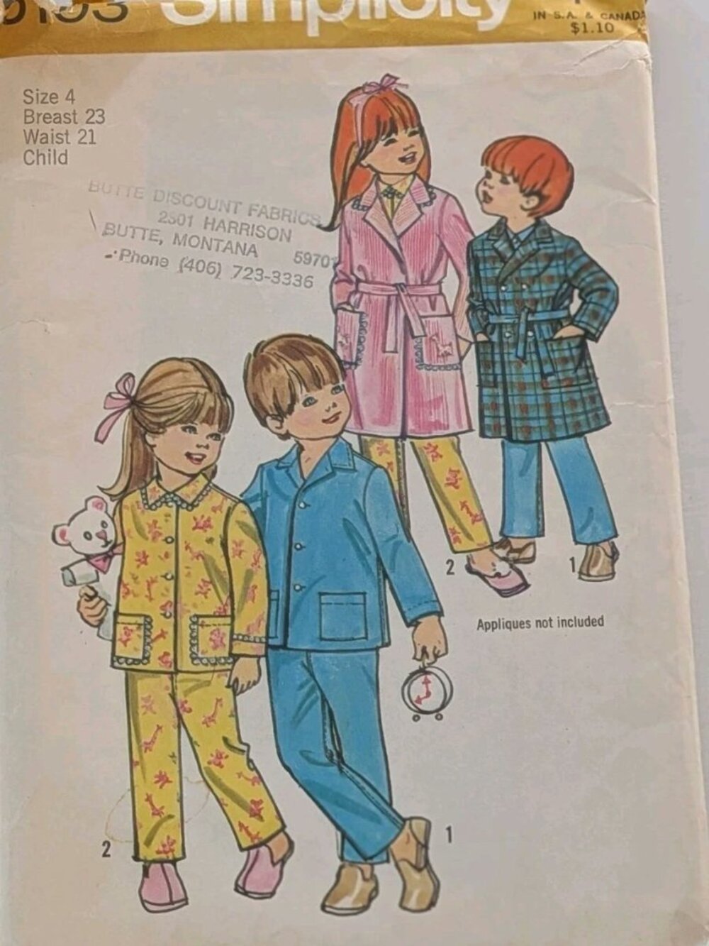 1972 Vintage SIMPLICITY 5103 Child's Robe Pajamas Size 4